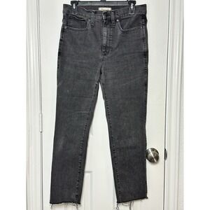 Madewell Stovepipe Womens Sz 28 Black Denim Light Wash High Rise Jeans